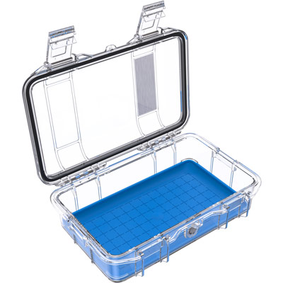pelican m50 micro case clear blue open