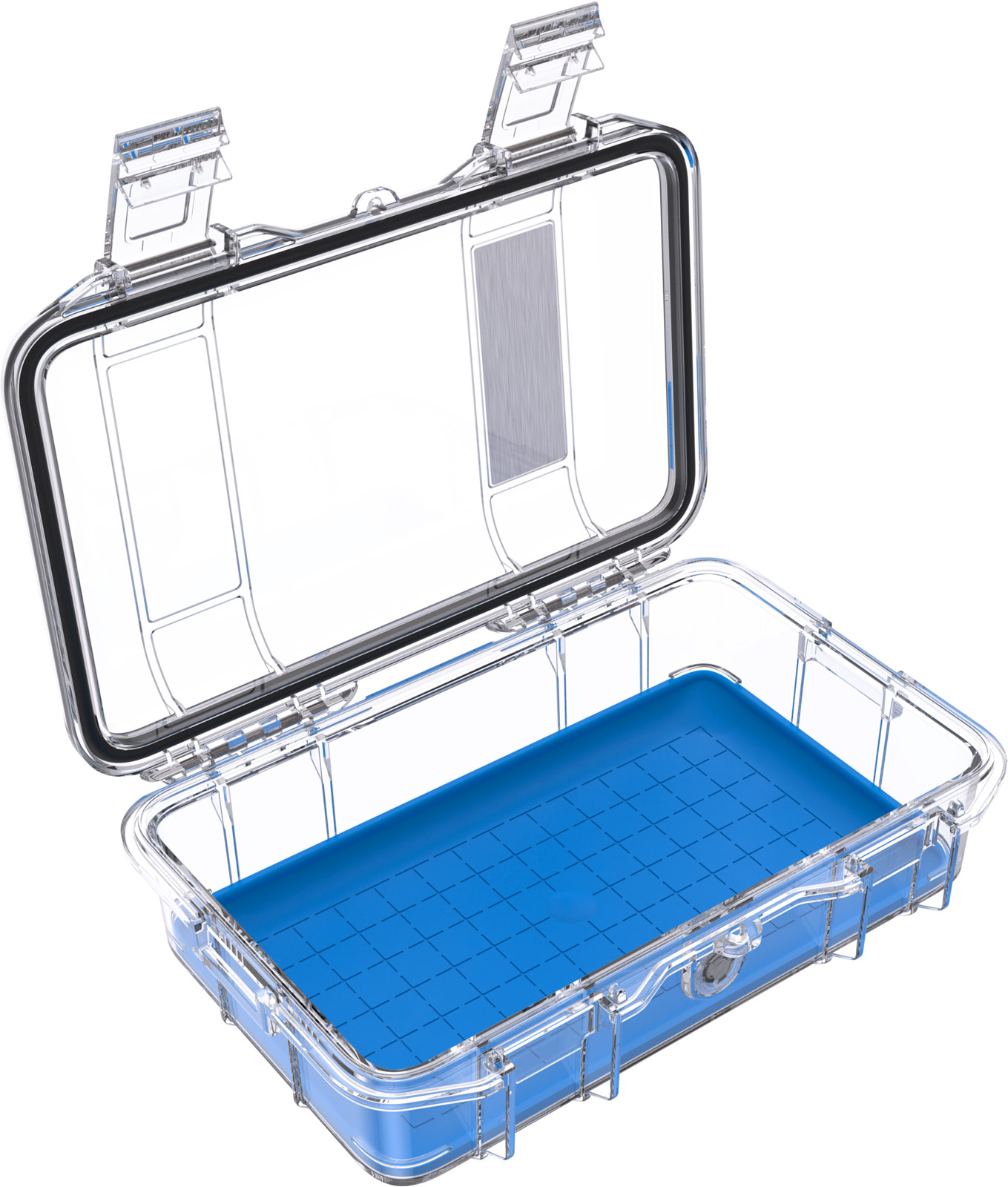 pelican m50 micro case clear blue open